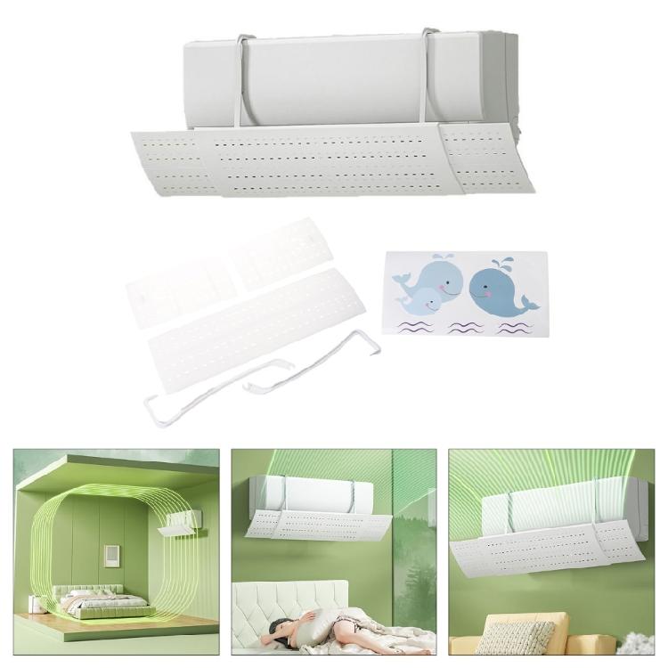 Adjustable Air Conditioning Deflector 16.5x52cm Anti-Direct Blowing Outlet Baffle Plastic Texture for Wall Mounted Units