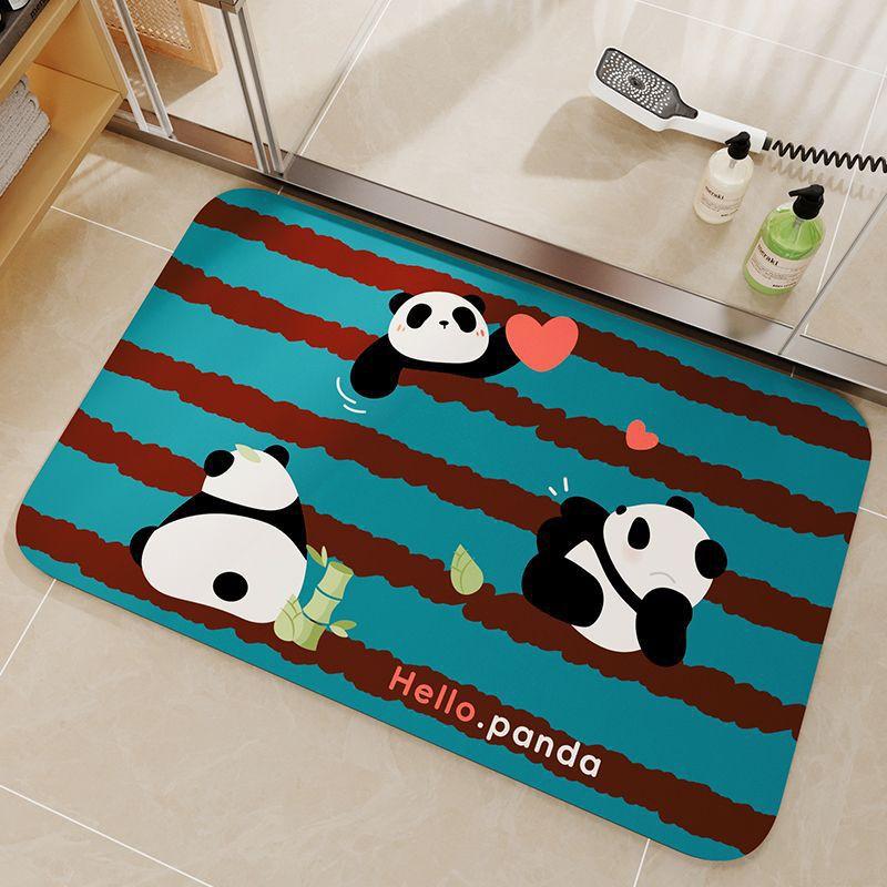 Cartoon Animal Bathroom Mat Non-Slip Absorbent Diatomite Floor Shower Toilet Area Home Use