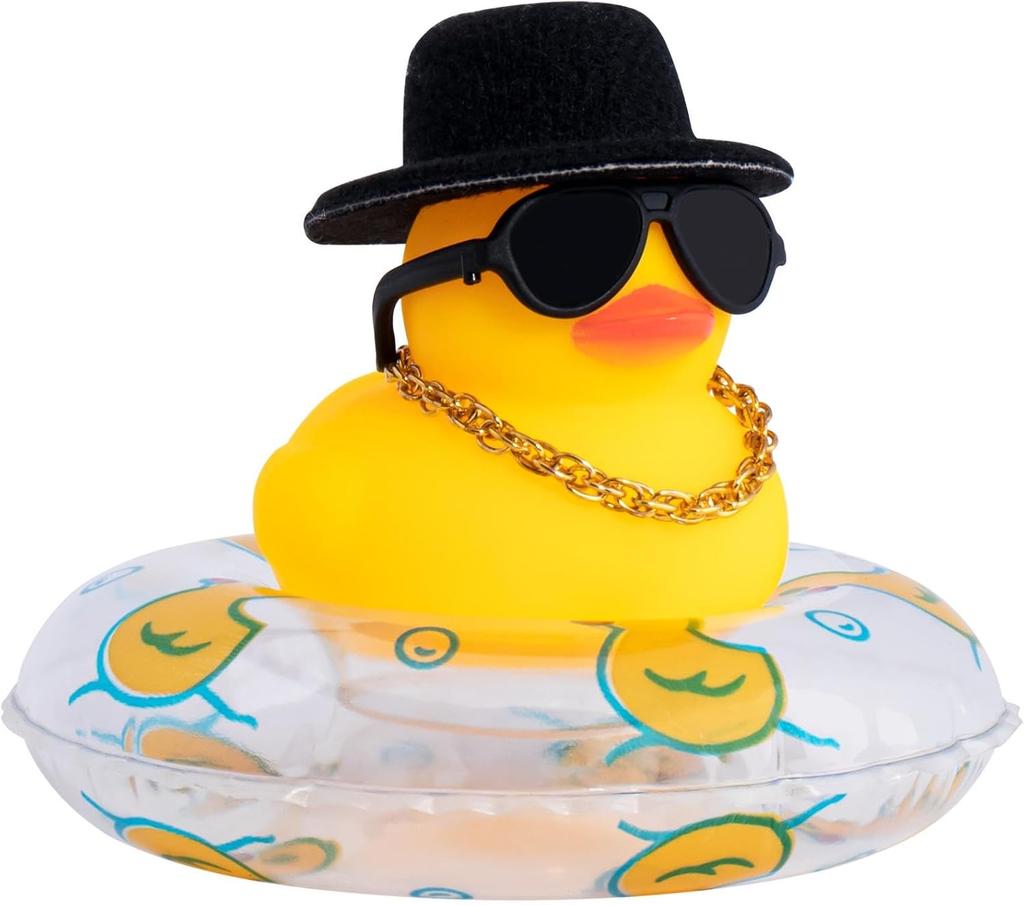 Car Rubber Duck Dashboard Yellow Duck Decoration For Car Dashboard Decorations Duck Toy With Swim Ring