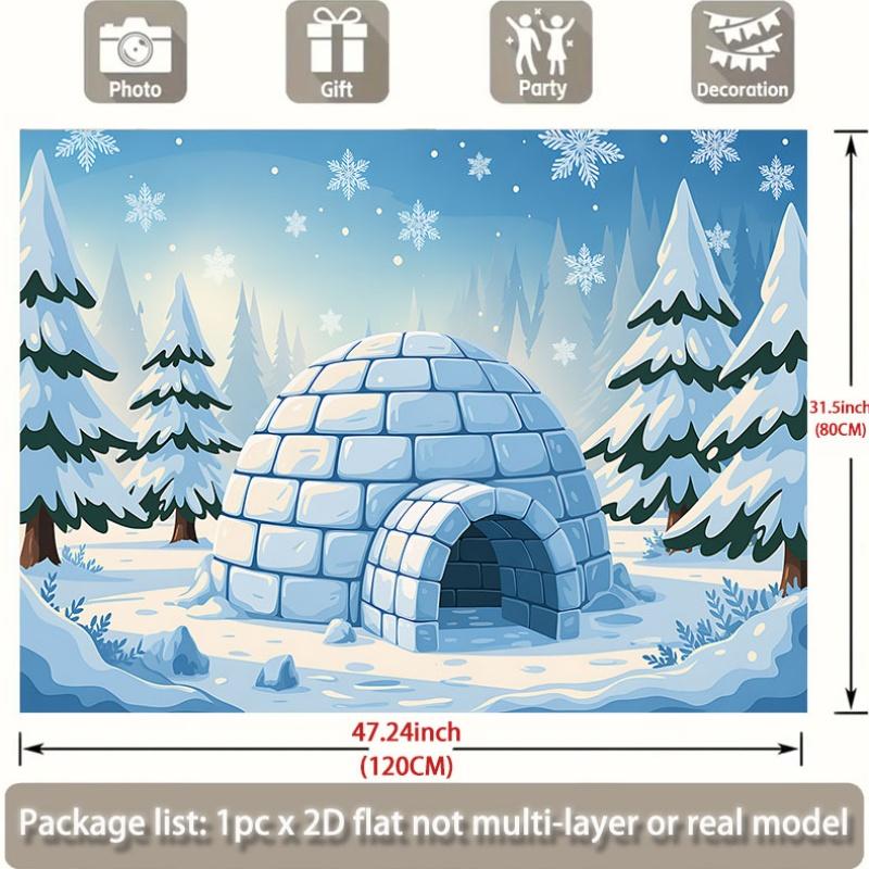 1Pcs Winter Scene Igloo Pattern Decoration Background Winter Backdrop For Photo Studio Photo Booth Party