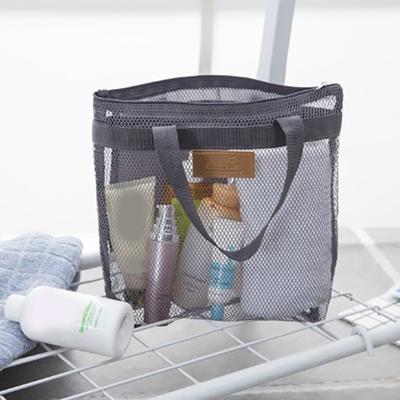 Multifunction Mesh Beach Bag With Zipper Makeup Bag Kids Toys Swimming Pool Storage Bag Quick-Drying Bathroom Organizer