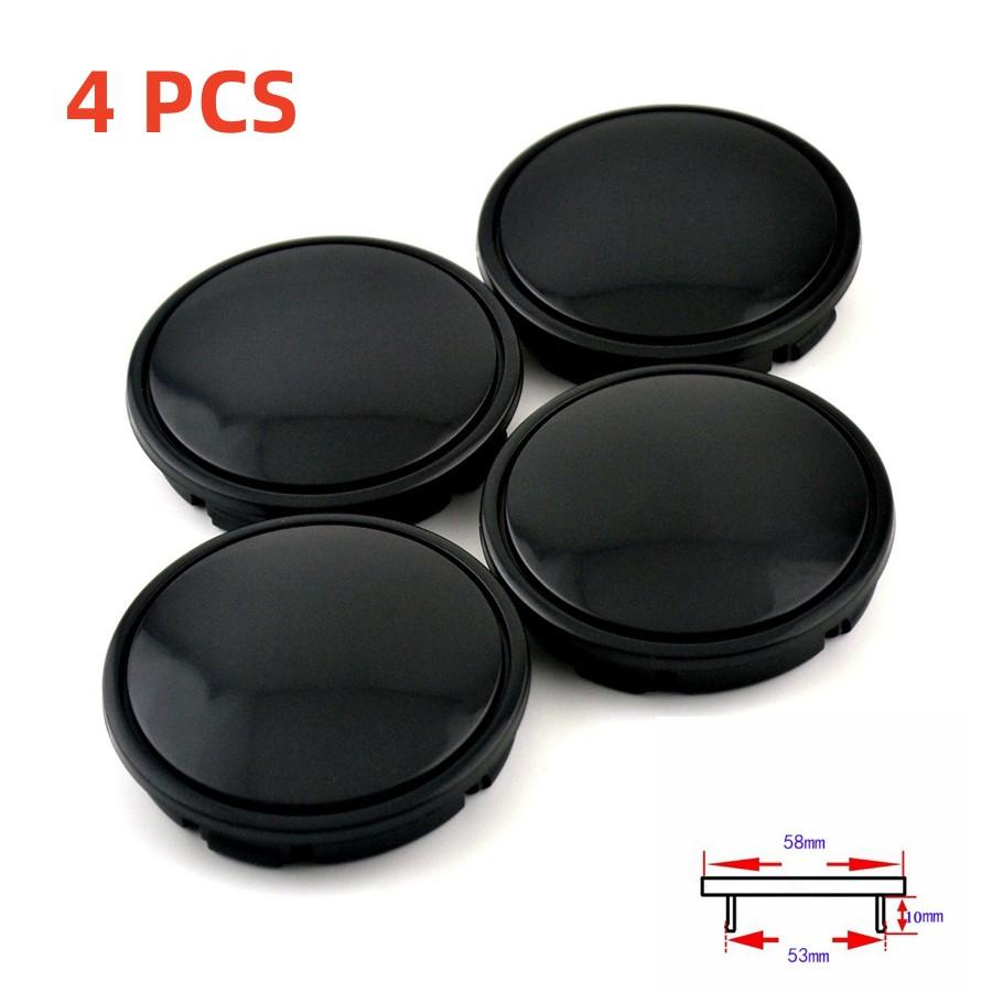 58Mm/ 53Mm Black Abs Car Wheel Center Hub Caps Decorative Cover Set Of 4
