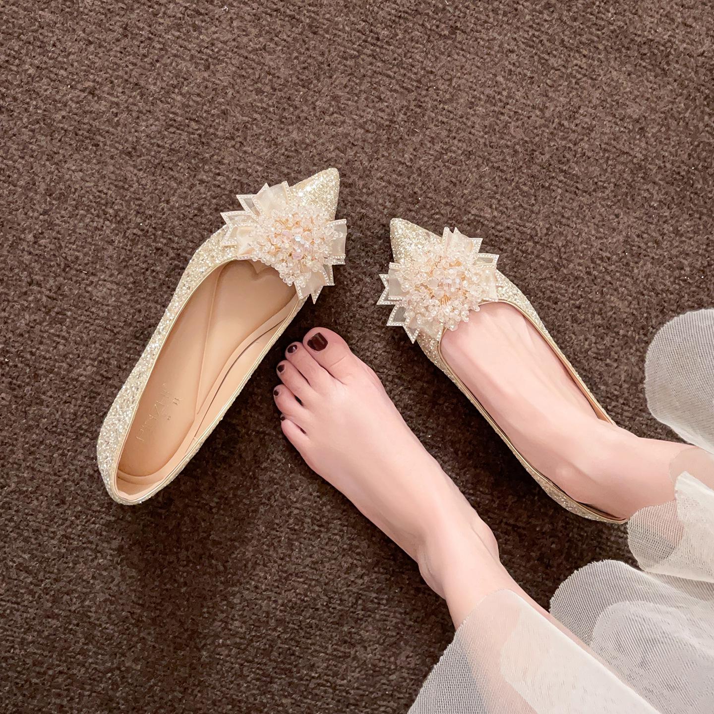 

3386-8 Chunky Heel Crystal Wedding Shoes - Comfortable High Heels for Brides Size 39