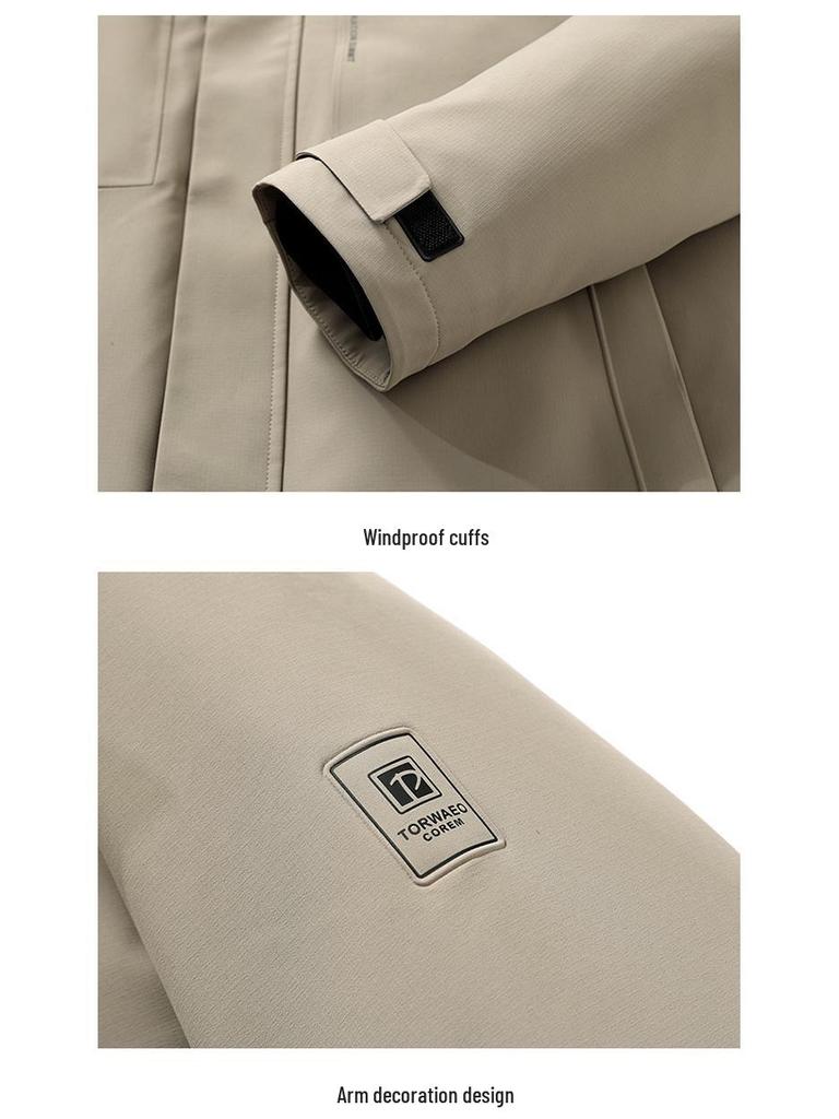 90% White Goose Down Men's Winter Jacket with Detachable Liner - Business Casual, Thickened, Middle-Aged Style