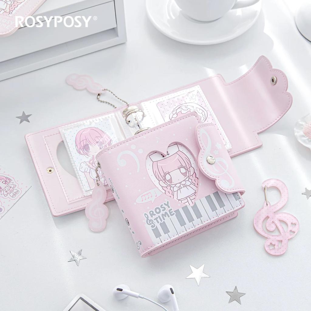 MINKYS Kawaii Wave Pattern PU Leather 3 Ring Kpop Photocard Binder Book 3 Inch One Pocket Idol Card Organizer Storage Book