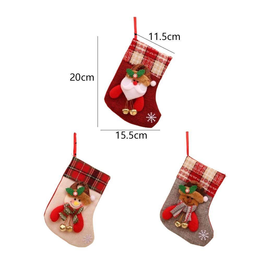 with Bells Christmas Stockings Santa Claus Snowman Elk Candy Gift Bags  Holiday Festival Decor