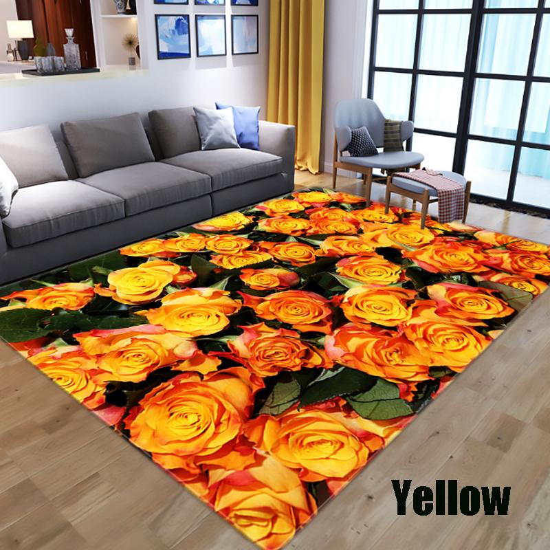 New Houseware Romantic 3D Rose Soft Flannel Carpet Bedroom Living Room Carpet Bay Window Non-slip Kitchen Bathroom Floor Mat Corridor Entrance Mat