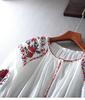 Ethnic Style Embroidered Lantern Sleeve Plus Size Cotton Linen Shirt