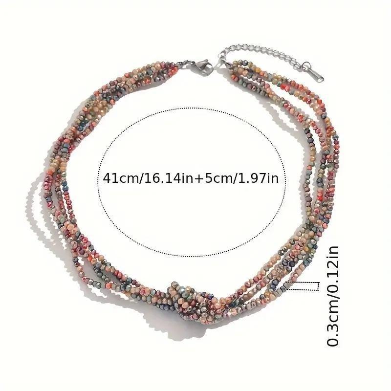 Women Bohemian Multilayer Color Crystal Clavicle Short Necklace