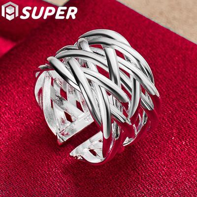 Gioielli con anello di tessitura aperto in argento sterling 925