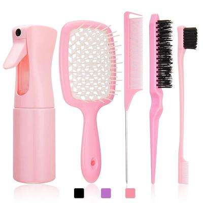 5 Stück/Set Entwirrbürste Lockiges Haar Gebogener Stielkamm Set Kantenbürste Lockenbürste Salon Haarwerkzeuge