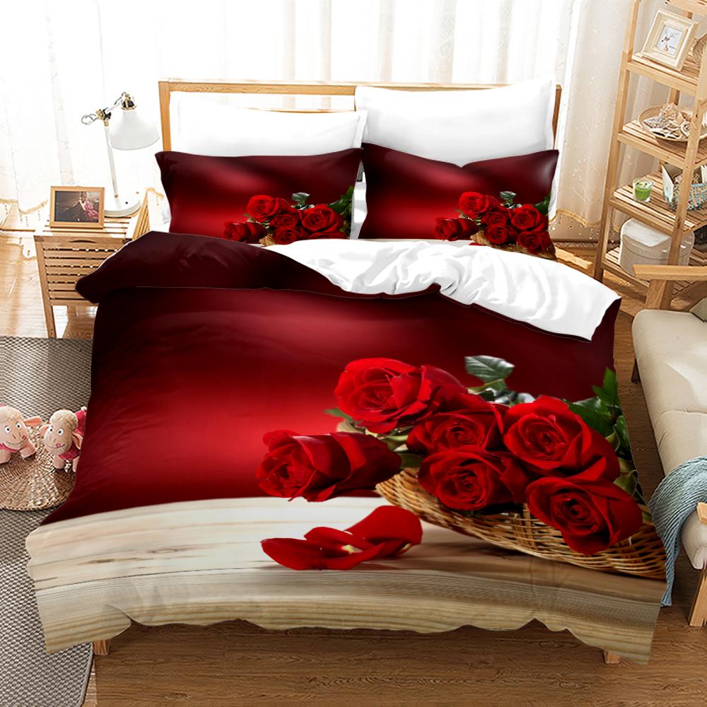 Floral Bedding Set 3D Printed Spring Fragrant Flowers Skin-Friendly King Queen Size Duvet Cover Set with Pillowcase for Girls