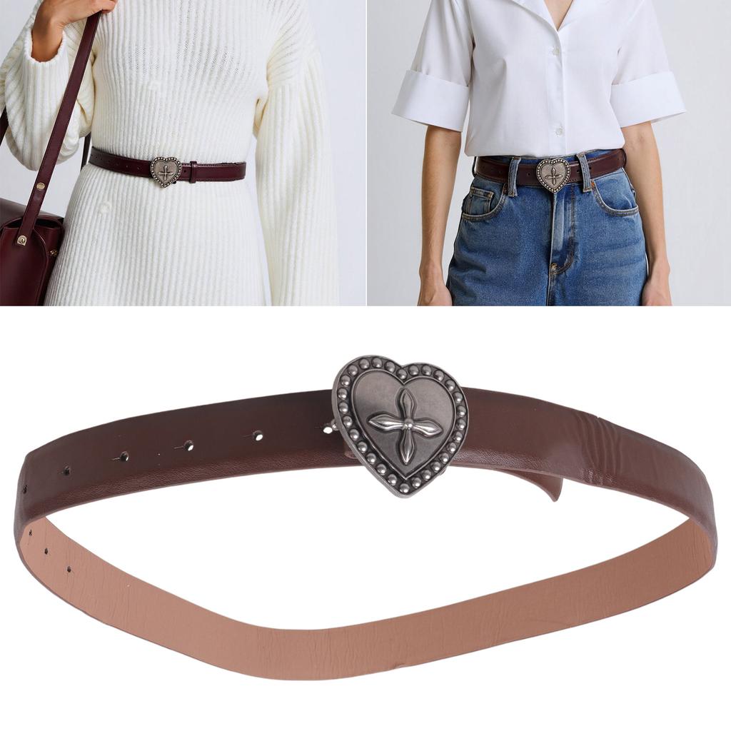 Embossed Buckle PU Waist Belt Adjustable Western Design Snap Waist Strap For Women Jeans Pants Dress Everyday Outfit