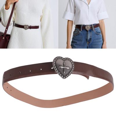 Geprägte Schnalle PU Taillengürtel Verstellbares Western-Design Druckknopf Taillenband für Damen Jeans Hosen Kleid Alltagsoutfit