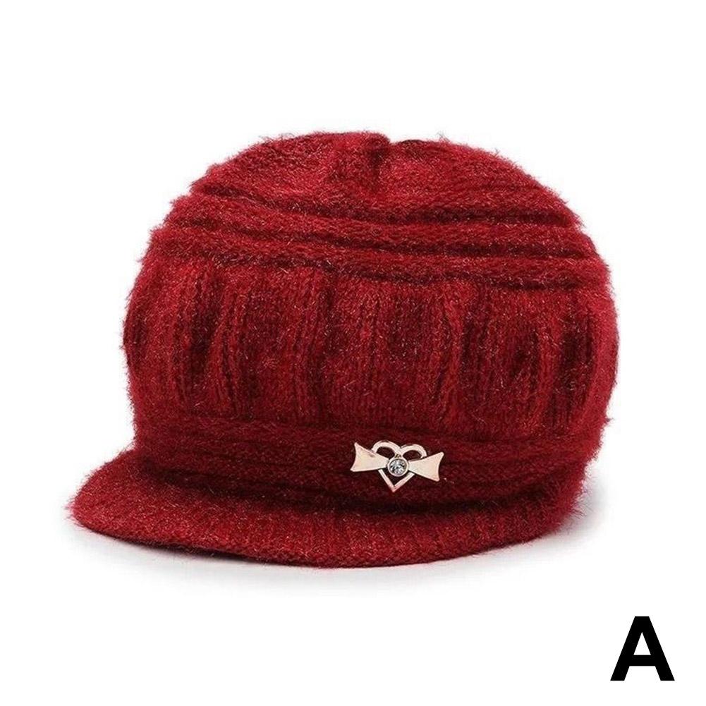 

Модная шапка плюшевая вязаная ветрозащитная однотонная теплая зимняя старая осенняя шапка плюшевая и простая Q2R7 Red-One size