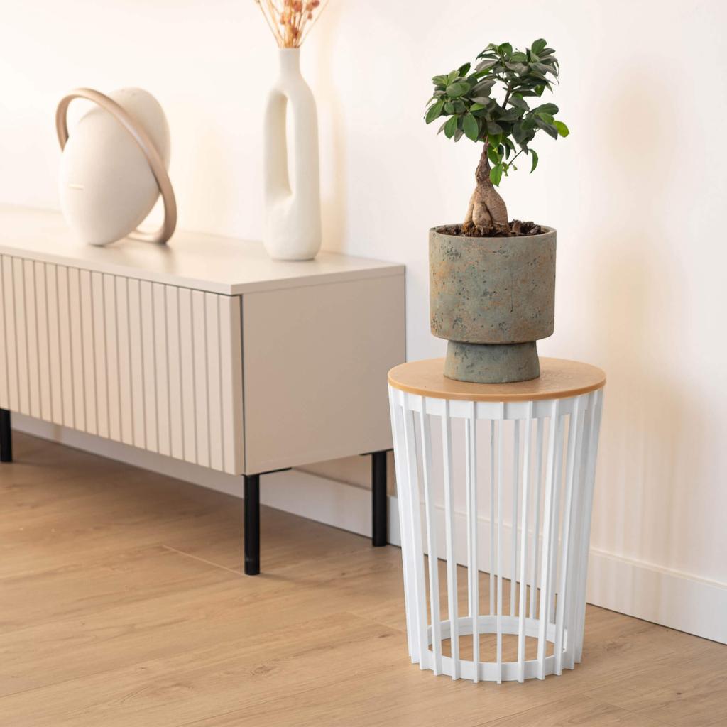 KADAX Kwietnik Dwustronny 40cm Biały + Blat Naturalne Drewno