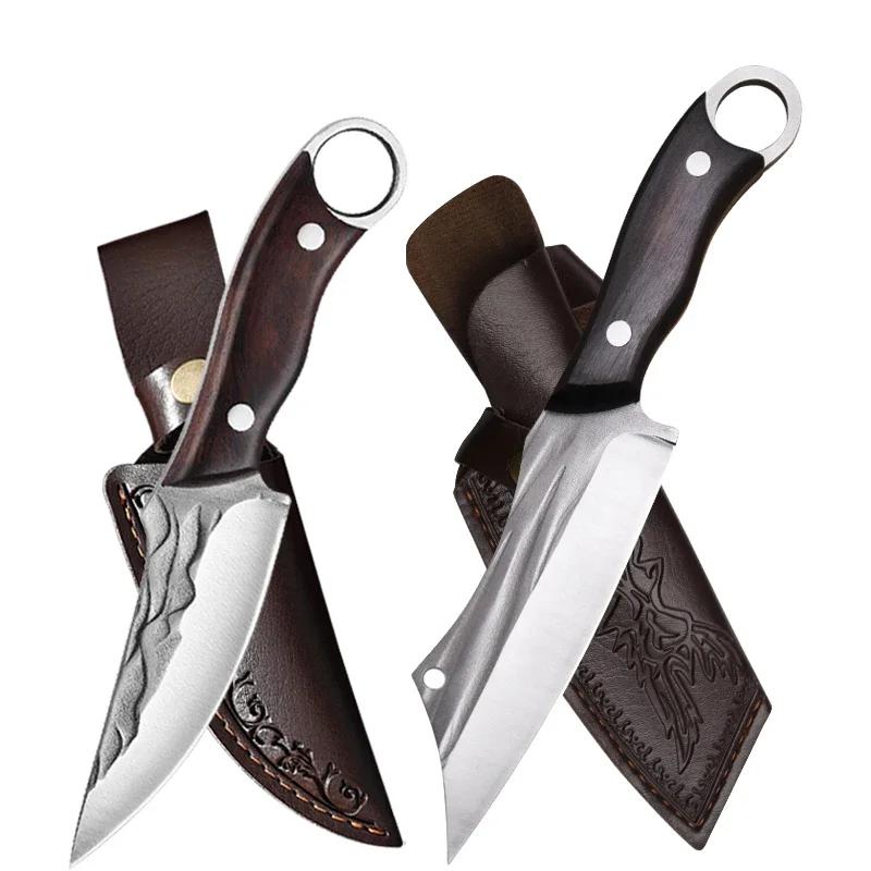 Kitchen Forged Boning Knifes Professional Chef Butcher Knife Fish Slicing Meat Cutting Cleaver Chopping Knife Wooden Handle