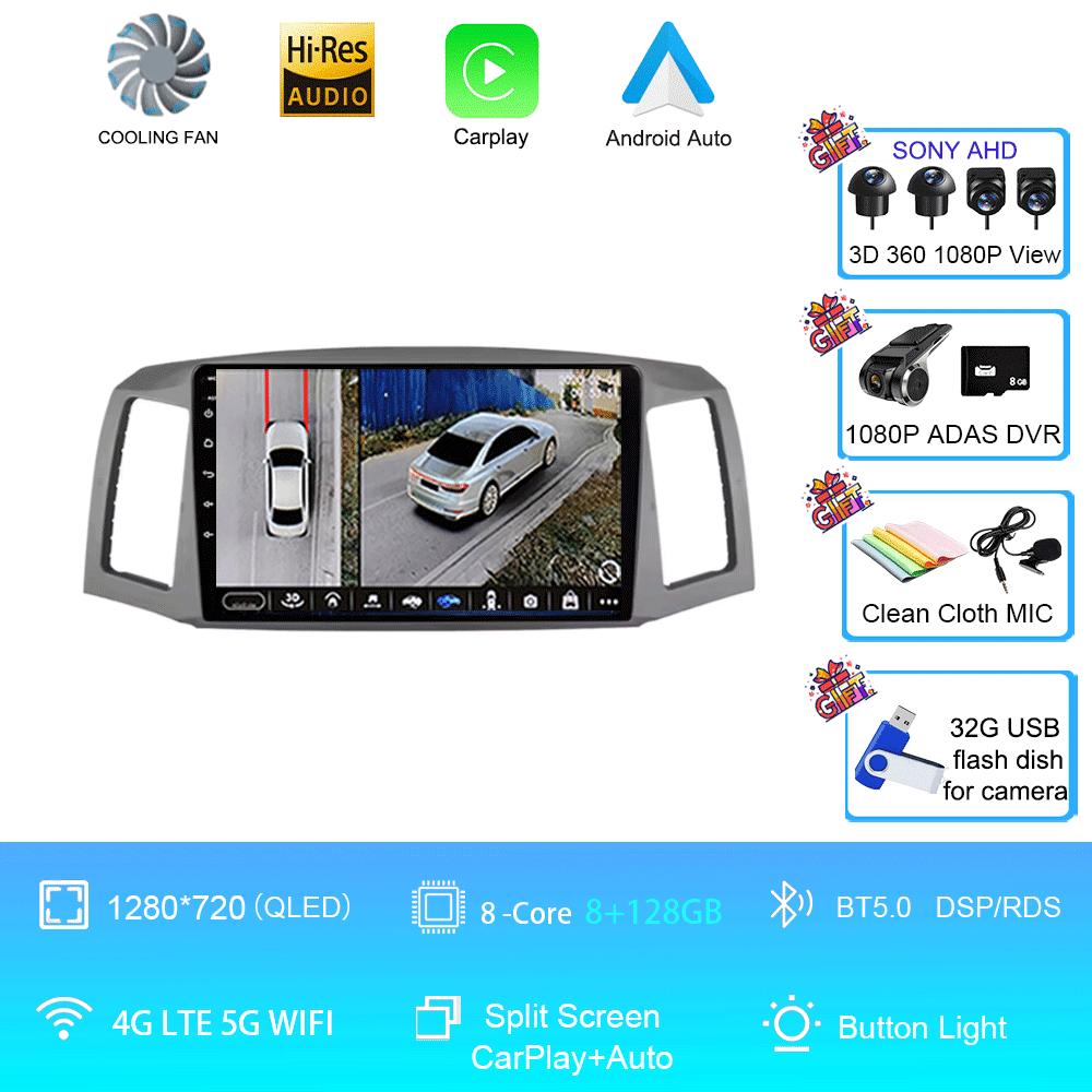 Car Radio Android 14 Carplay Auto for Jeep Grand Cherokee 2004 2005 2006 2007 Multimedia Player No 2din 2 Din GPS Navigation 4G
