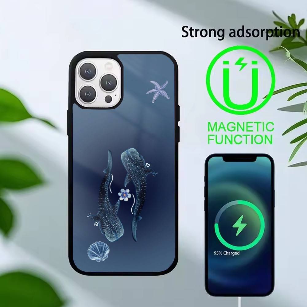 Whale Fall Phone Case For iPhone17,16,15,14,13 Plus,Pro Max Magnetic For Magsafe Wireless Charging