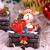Resin Santa Claus Train Statue Cute Miniature Figurine Sculpture  Holiday
