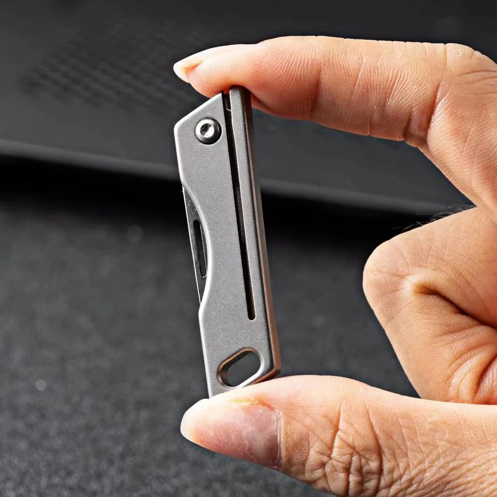 Mini Tc4 Titanium Alloy Mini Folding Knife EDC Portable Keychain Pendant Knife Express Unpacking Pocket Knife Gift EDC Tool