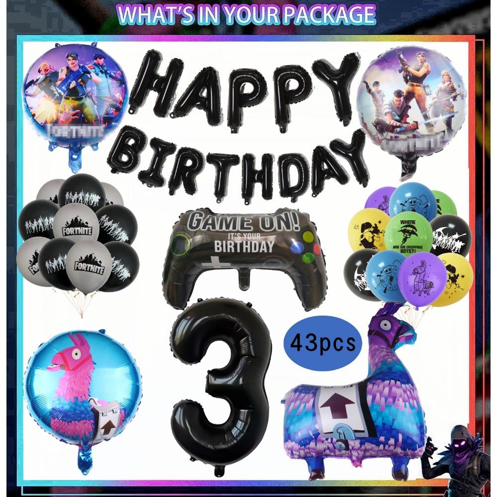 Shooting Game Fortnition Birthday Party Decoration Tableware Set 10people Backdrop Alpaca Balloon Baby Shower Kid Party Supplies