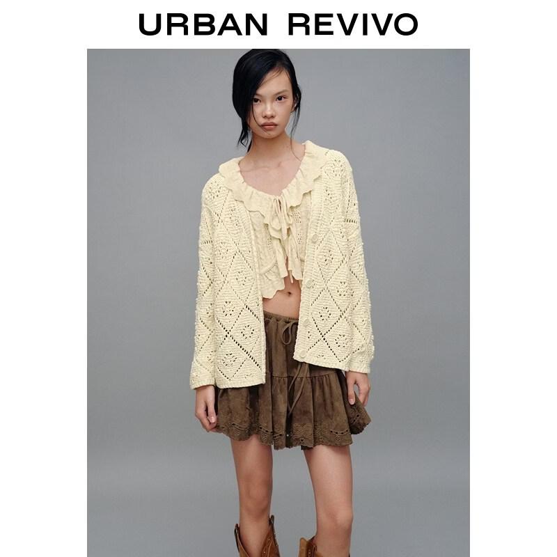 

UR Women s Pastel Argyle Hollow Knit Cardigan S