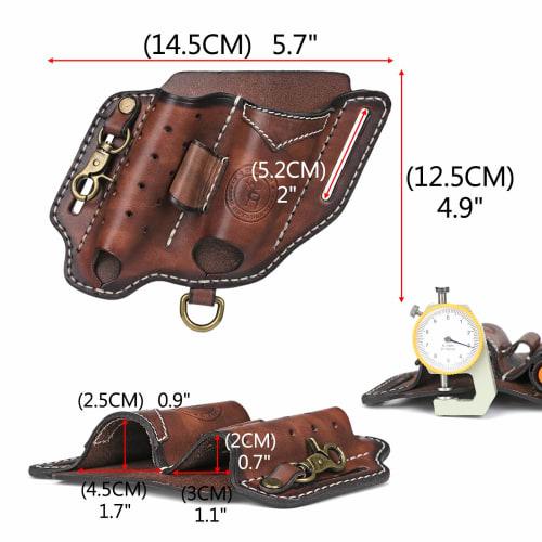 TOURBON Leather Multi-Tool Holder Belt Case for Flashlight, Pliers, and Tactical Pen