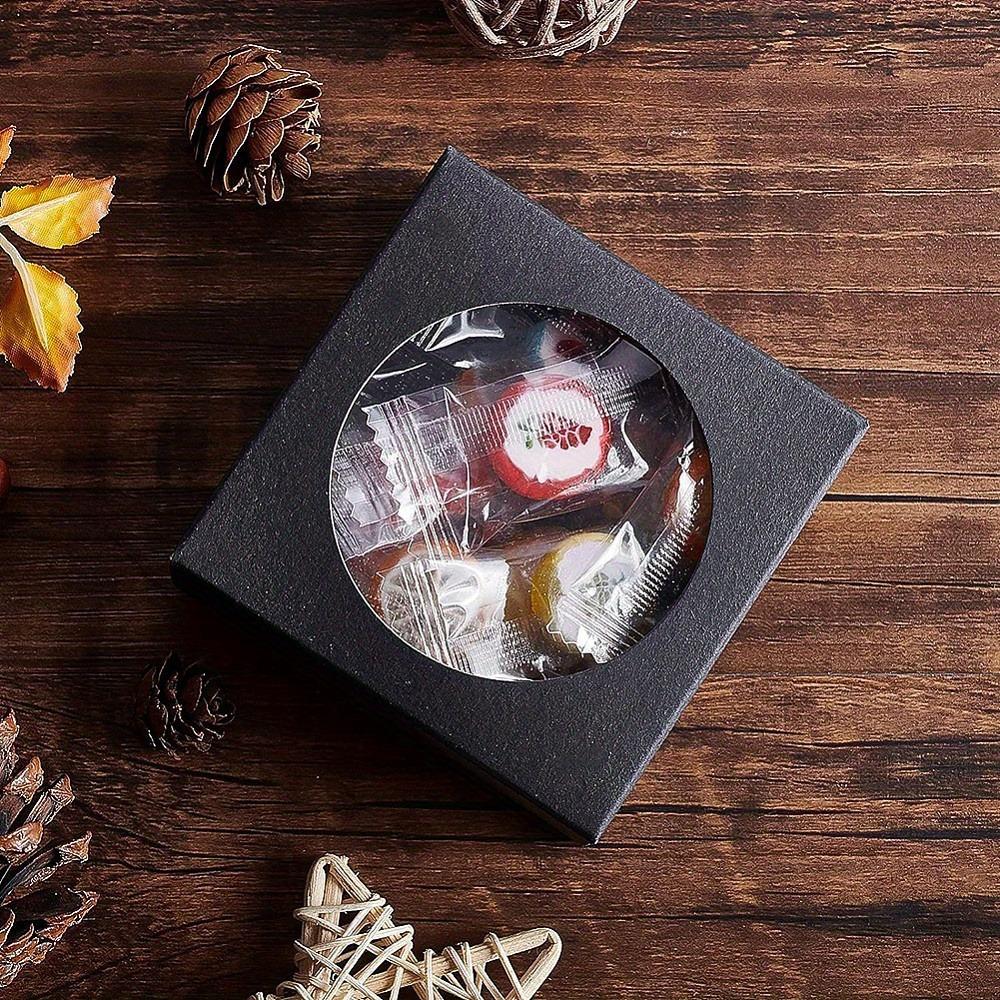 30 piezas Cajas de Papel Kraft Plegables con Ventana Transparente Cajas de Papel Cuadradas Negras Caja de Embalaje para Regalos Cajas Caseras Cajas para Embalaje de Regalos