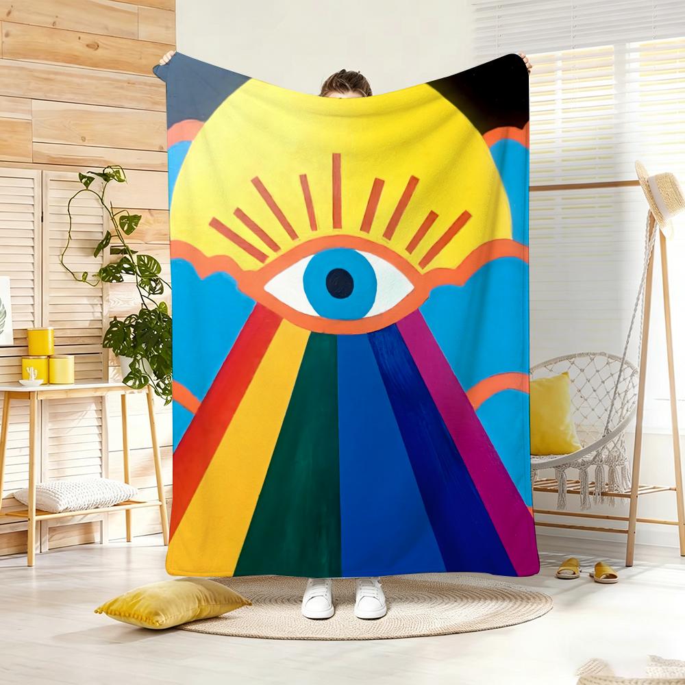 Artwork P-Psychedelic All Seeing Eye Throw Lightweight 240g Flannel Blanket Soft Skin-friendly for Summer Cooling