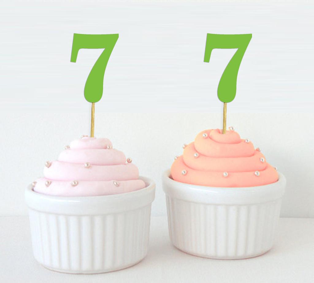 Darling Souvenir| Number 7 Birthday Year Cupcake Toppers| Birthday  Anniversary Party Dessert Decorations - Pack Of