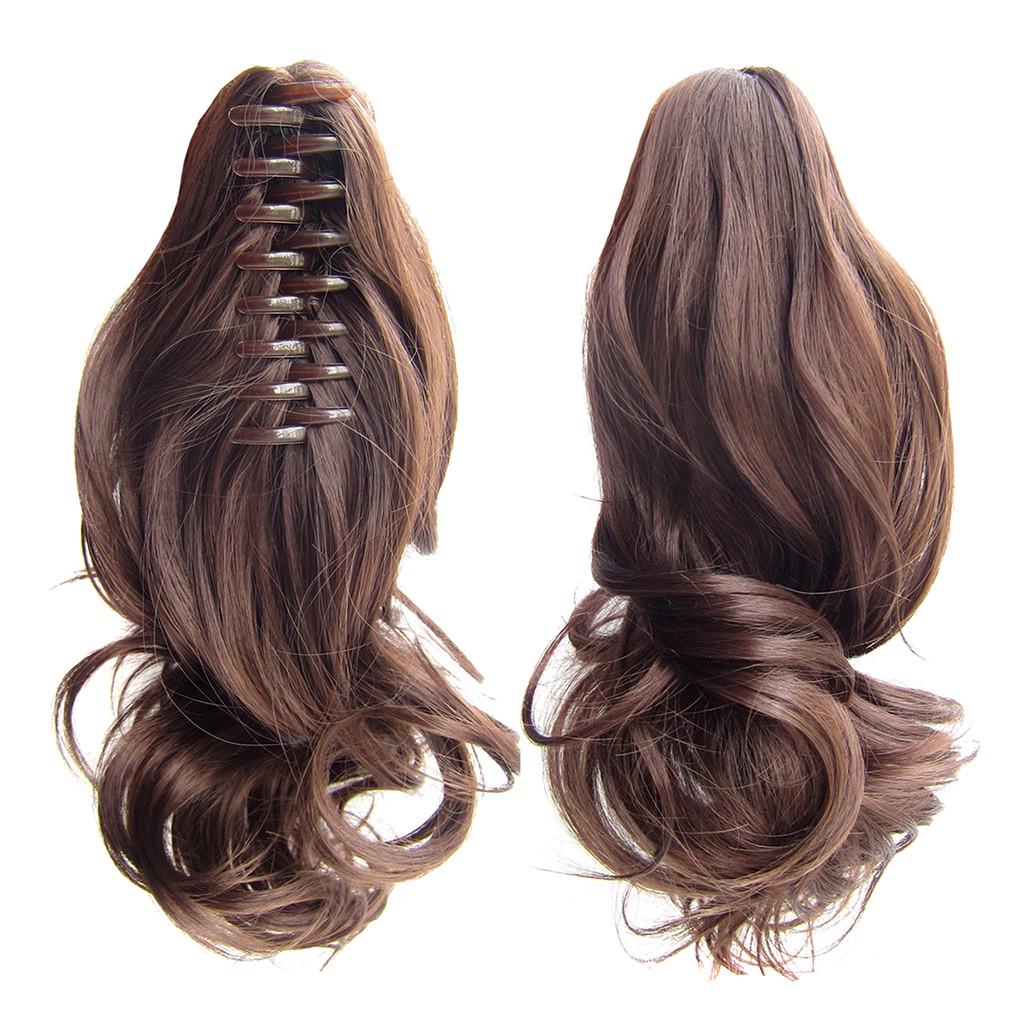 Langes Haar, Dutt, Perücke, Pferdeschwanz, matt, Hochtemperatur-Seidenfaser, Krallenklammer, 43,2 cm