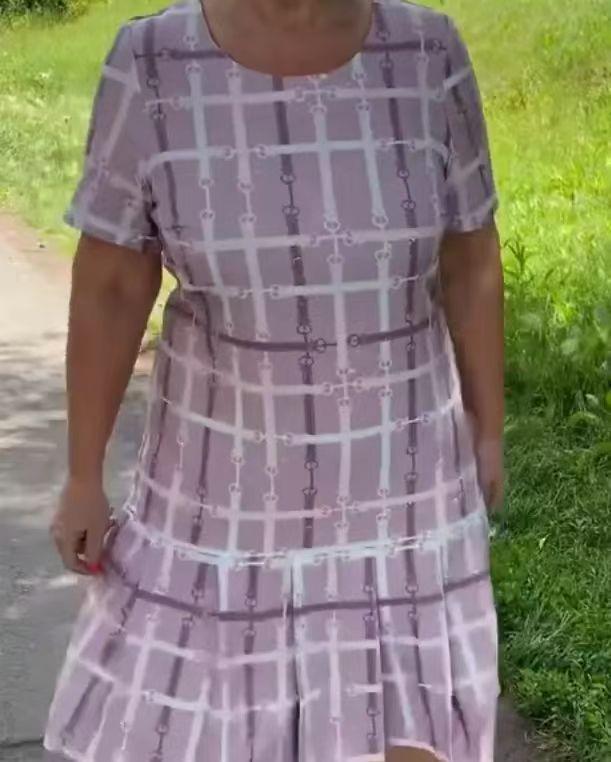 

Женское платье А-силуэта 2024: Удобный, Шикарный Принт с Короткими Рукавами и Круглым Вырезом для Стройнящего Образа Средней Длины 2XL розовый