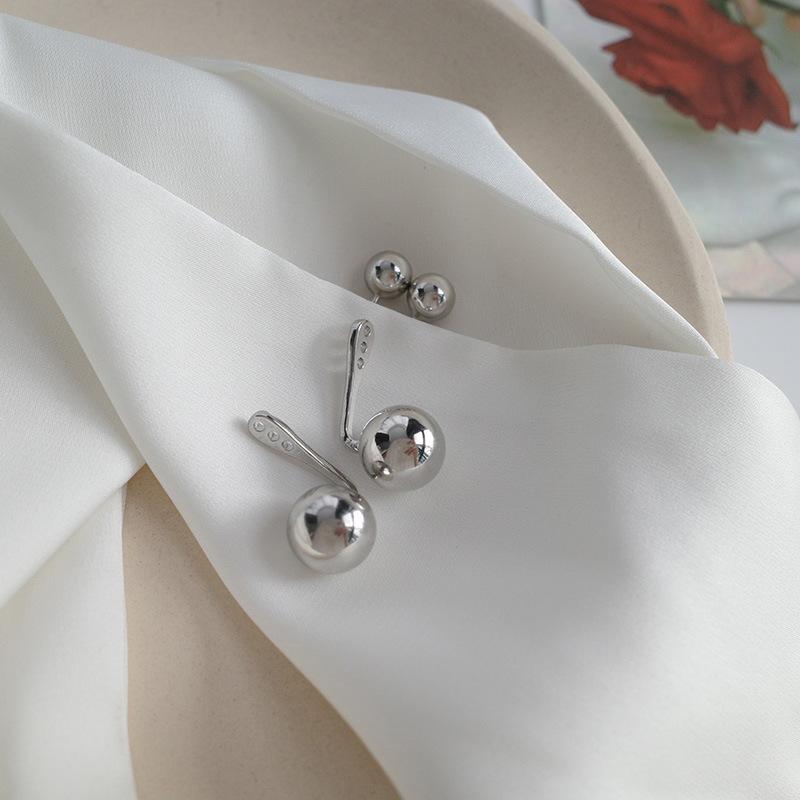Metal Ball Drop Earrings for Womans New Two Wear Way Round Fashion Korean Fashion Jewelry Gothic Girlsimple Earrings
