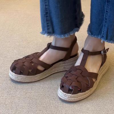Fashion Wedges Women's Sandals Designer Weave Heels Shoes Platform Summer 2025 Fashion Slides New High Heels Slippers Mujer De Sandalias