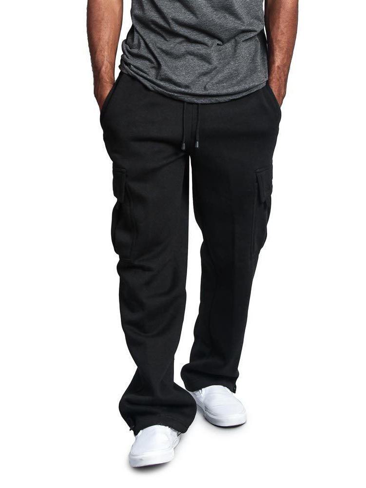 

Men s Casual Multi-Pocket Loose Straight Overalls XL чёрный