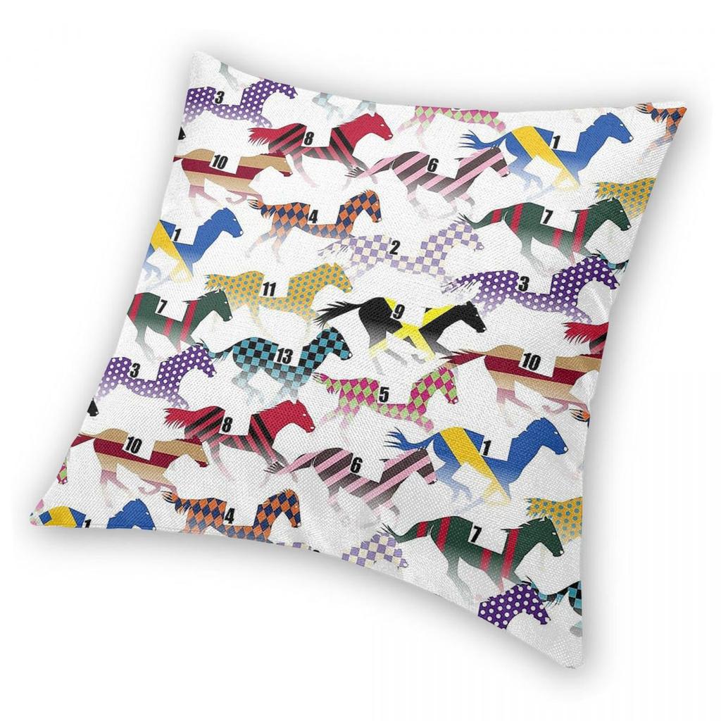 Off To The Horse Races Jockey Square Pillowcase Polyester Linen Velvet Pattern Zip Decor Throw Pillow Case Room Cushion Case 18"