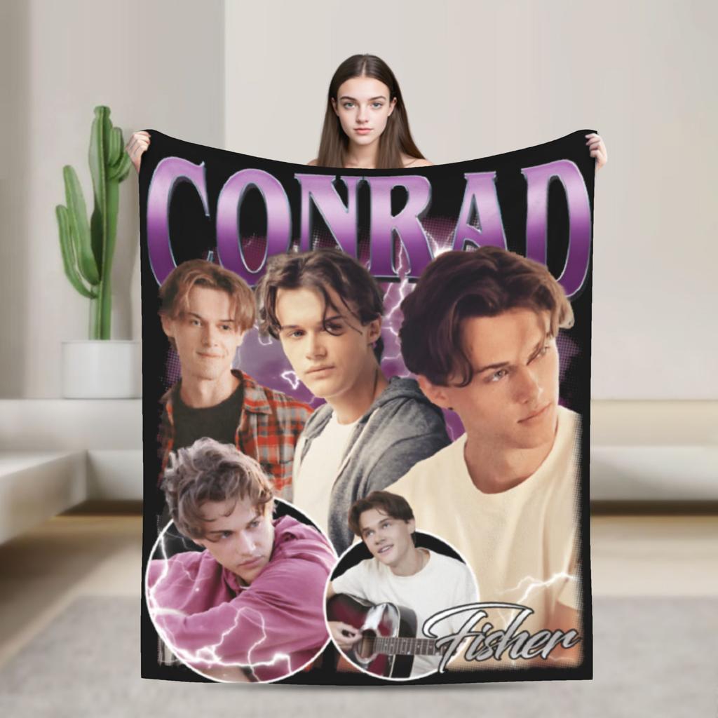 Team Conrad Fisher Flannel Blanket  Super Warm Throw Blanket for Couch Bed Travel Fluffy Bedspread Sofa Bed Cover