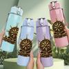 1PC Vintage Compass Nautical Print 750ml Color Plastic Sports Water Bottle Leakproof Flip Straw Lid Suitable for Sports Office Home Use
