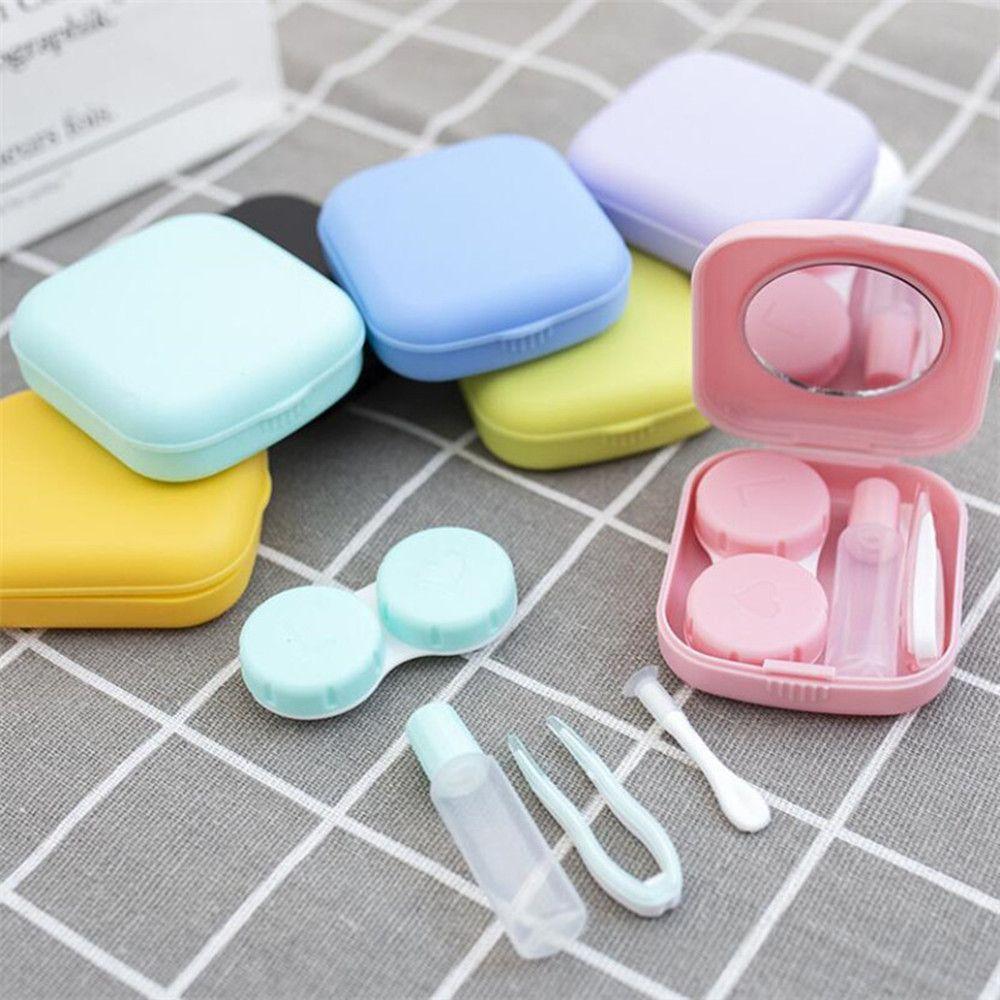 Fashion Container Lovely Travel Contact Lenses Box Mini Square with Mirror Contact Lens Case