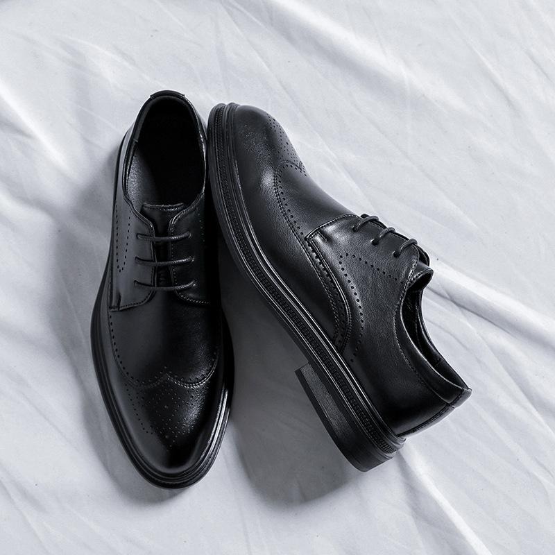 Autumn And Winter Lace-Up Men'S Leather Shoes British Korean Version Of Business Brock Engraved Breathable Men'S Shoes 9628-R