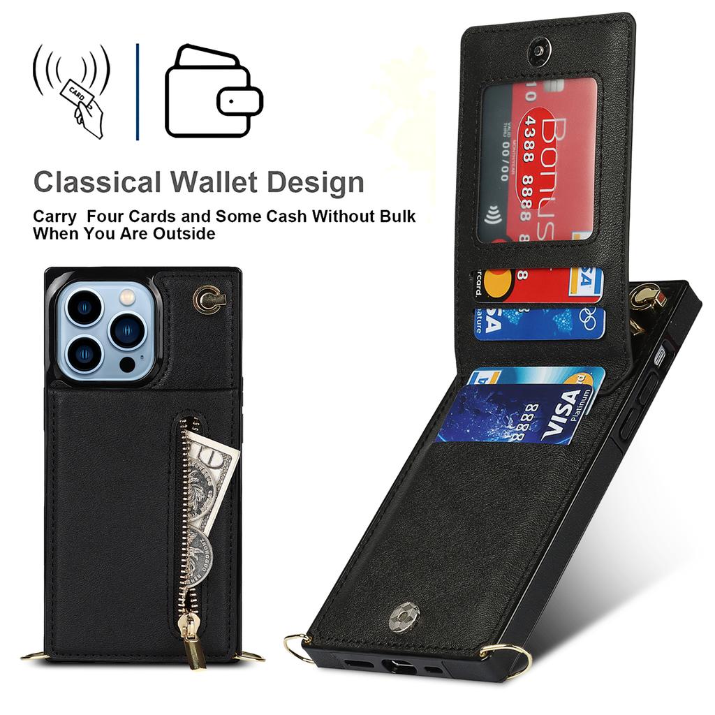 Luxury Crossbody Premium Leather Cover For iPhone 13 11 12 Pro XR XS Max X 7 8 Plus With Stand Function Shockproof Flip Case