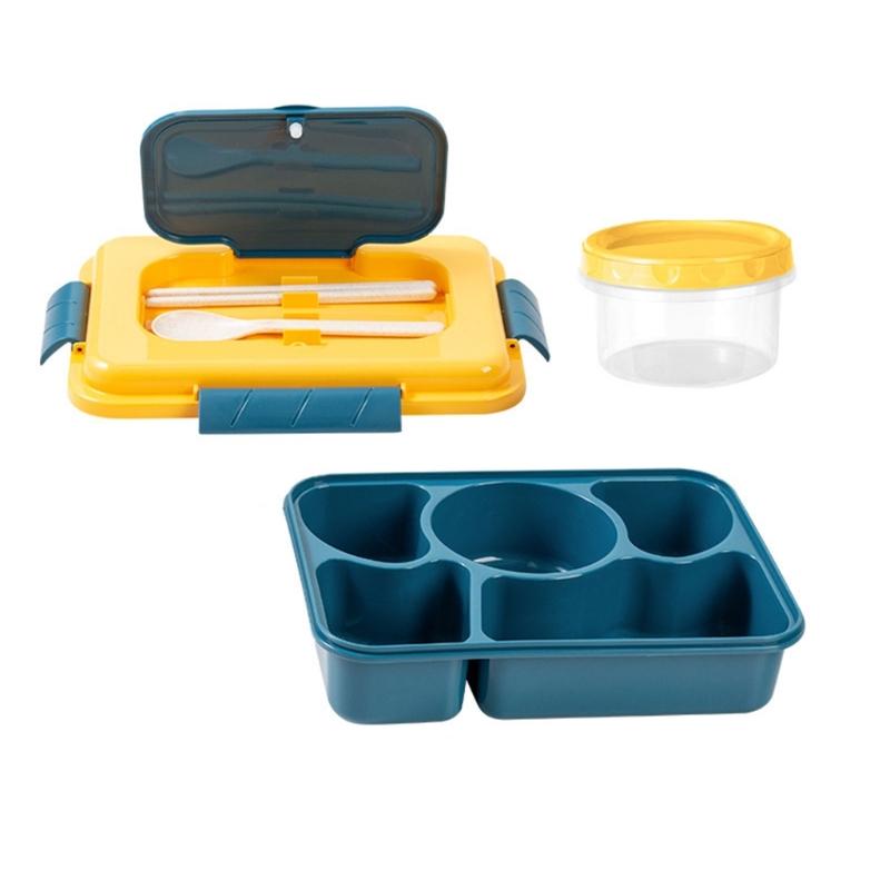 Food Container With Divided Compartments Soup Bowl Utensils Microwave Safe Plastic Lunch Box For Home Office