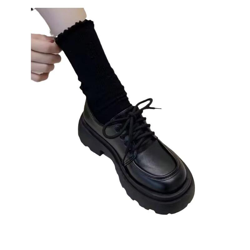 Thick Bottom Platform Shoes Women's British College Style New Style White Fashionable All-Match Retro Daily Leather Shoes