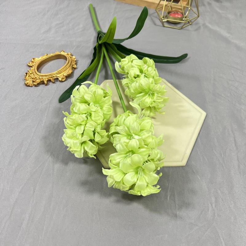 5pcs  Artificial Hyacinth Orientalis Flower Branch with Green Leaves Three Forks Hyacinth
