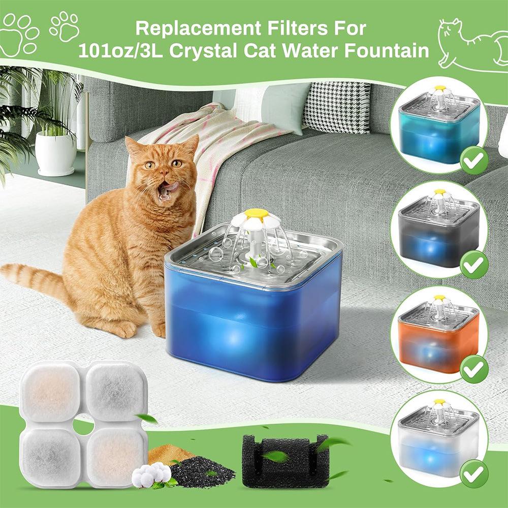 Multi-buy Discounts Triple Filtration Replacement Filters Boxed Cat Waterer Cartridge with Activated Carbon & Resin for Fountain