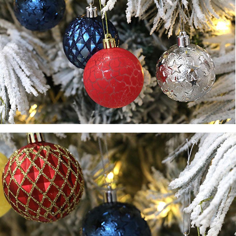 12pcs Creative Christmas Tree Pendant 6/8cm Hanging Ornament Crafts Christmas Ball Set Holiday