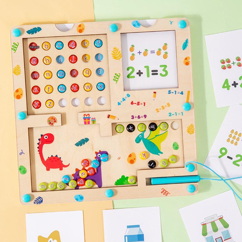

Toddler Educational Magnetic Wooden Maze with Letters and Numbers - Early Learning Toy