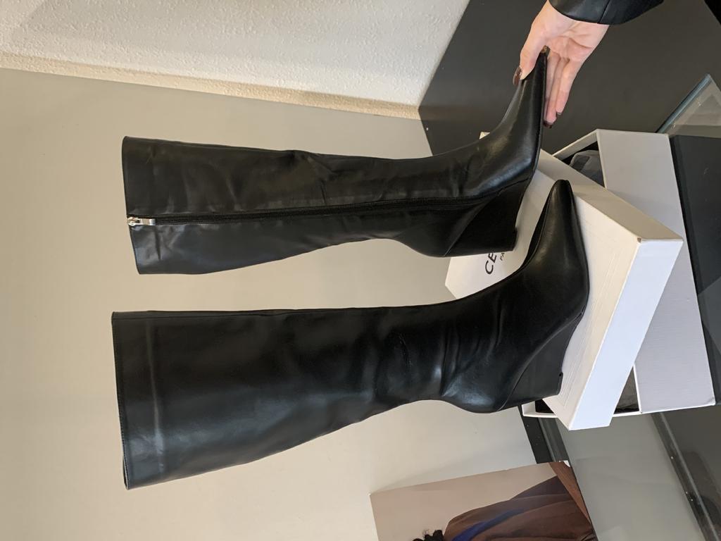 European and American Pointed Boots Women's 2025 Autumn New Big Tube Circumference Thin Straight Pants Tube Boots Wedge Heel Knight Boots