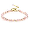 Geometric Pink Crystal Beaded Bracelet With Adjustable Gold Chain For Women Jewelry Gift